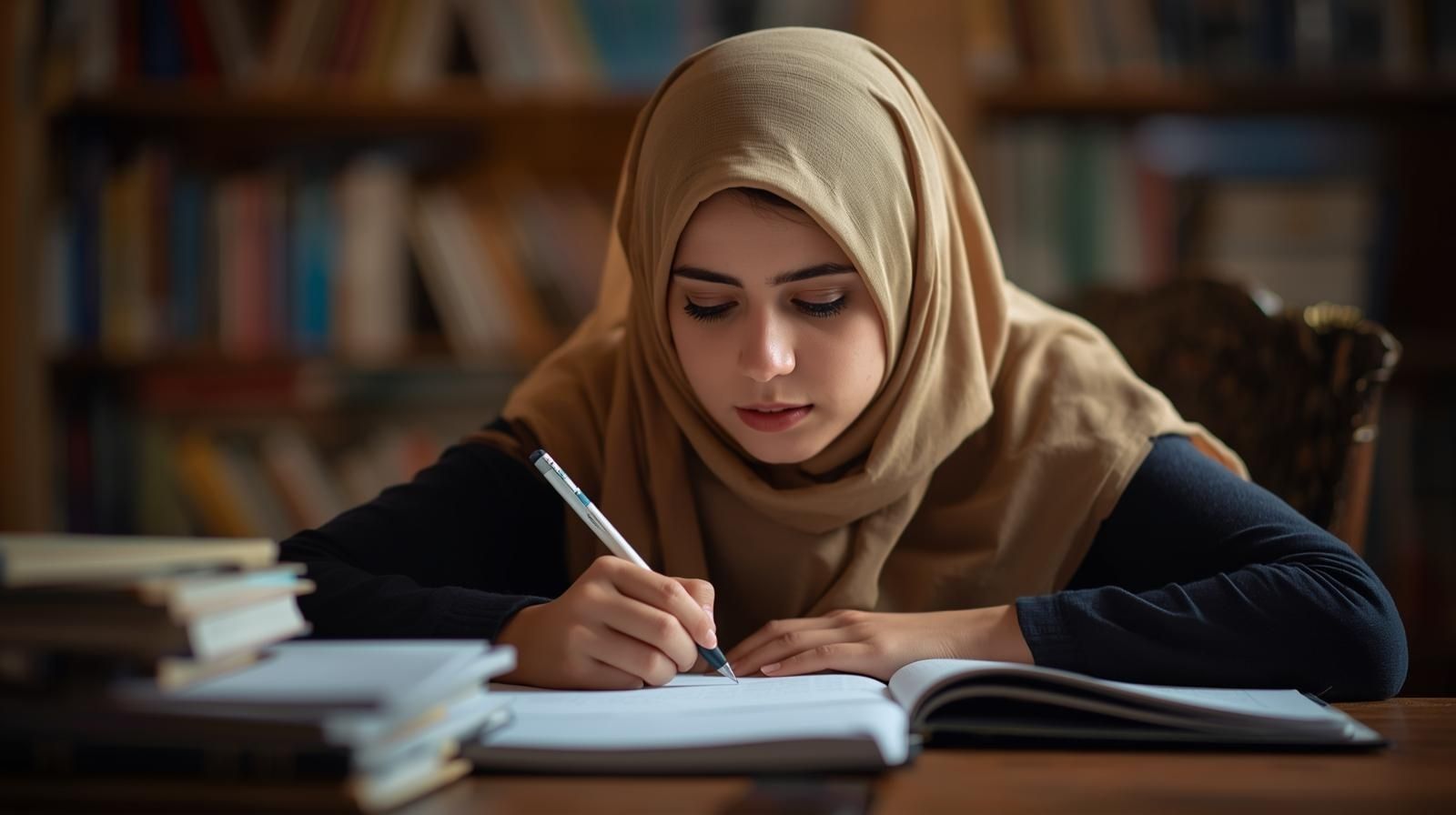 Adult student studying for high school equivalency