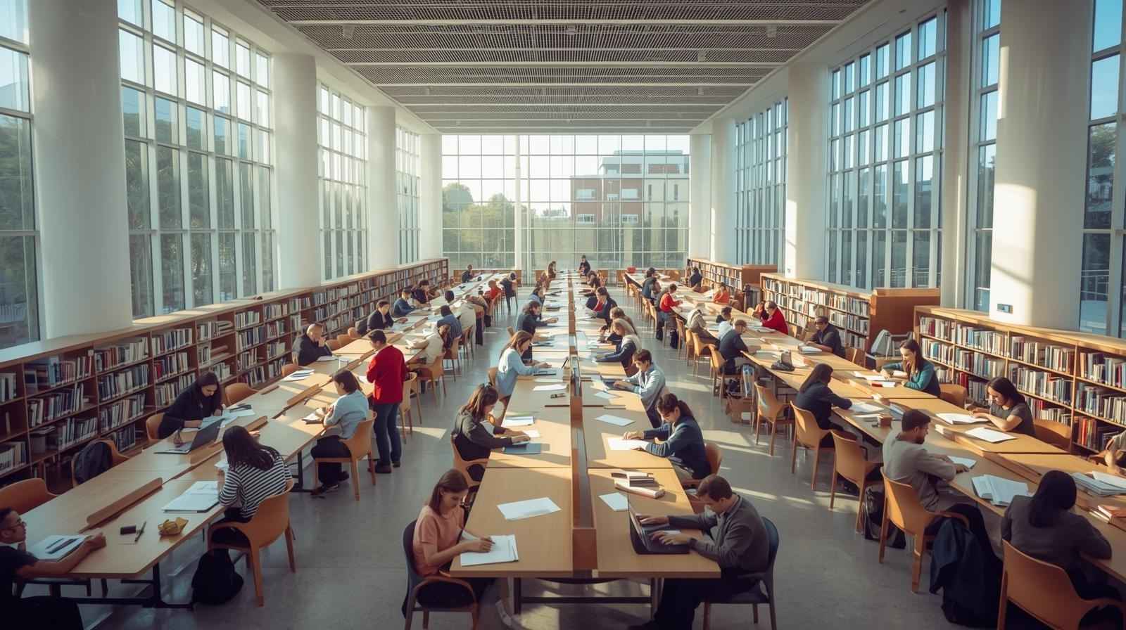 Student using the exam library